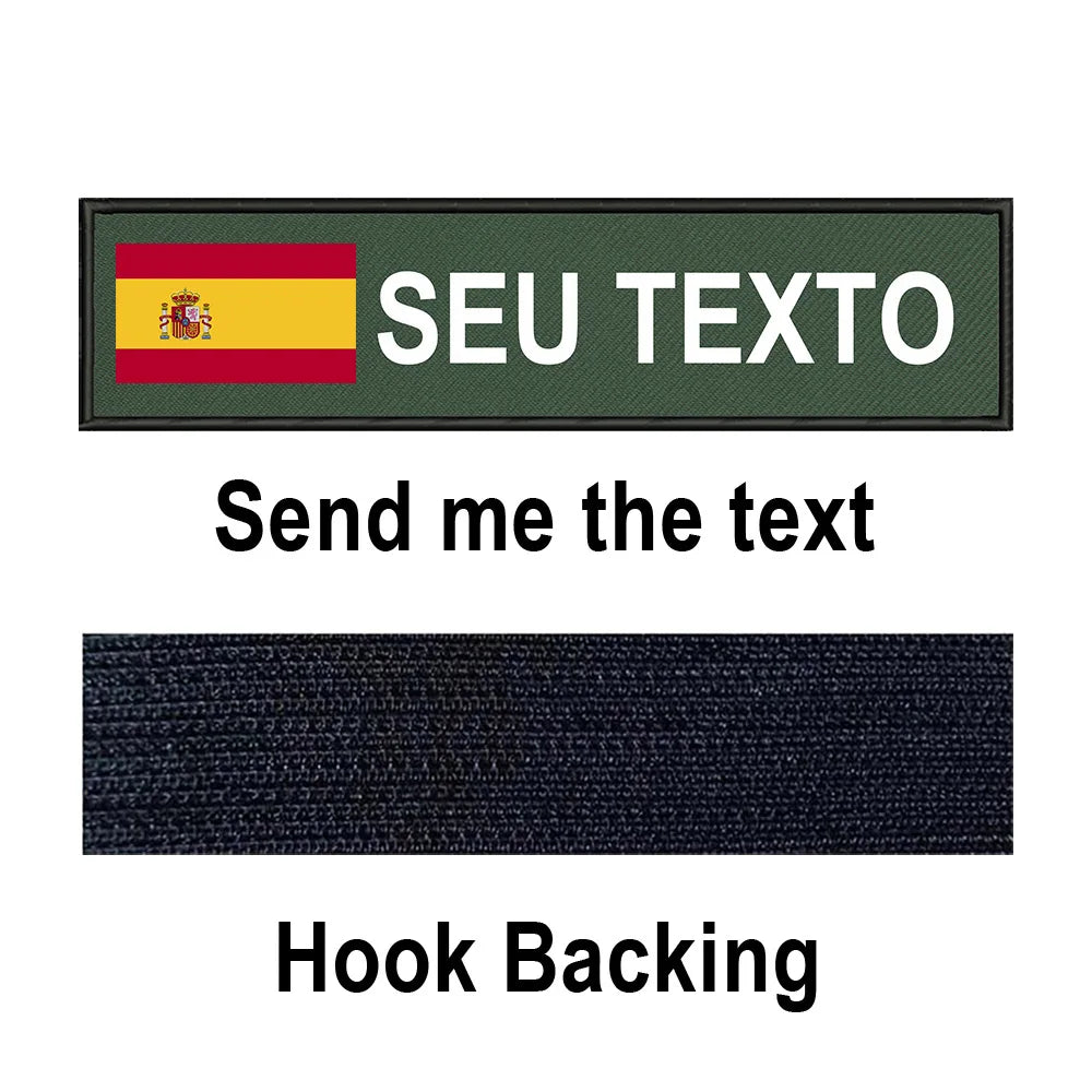 Custom Spain Flag Patch Tactical Patches Personalized Name Stripes Badge Tags Chevrons Armband Hook Loop For Military Backpack