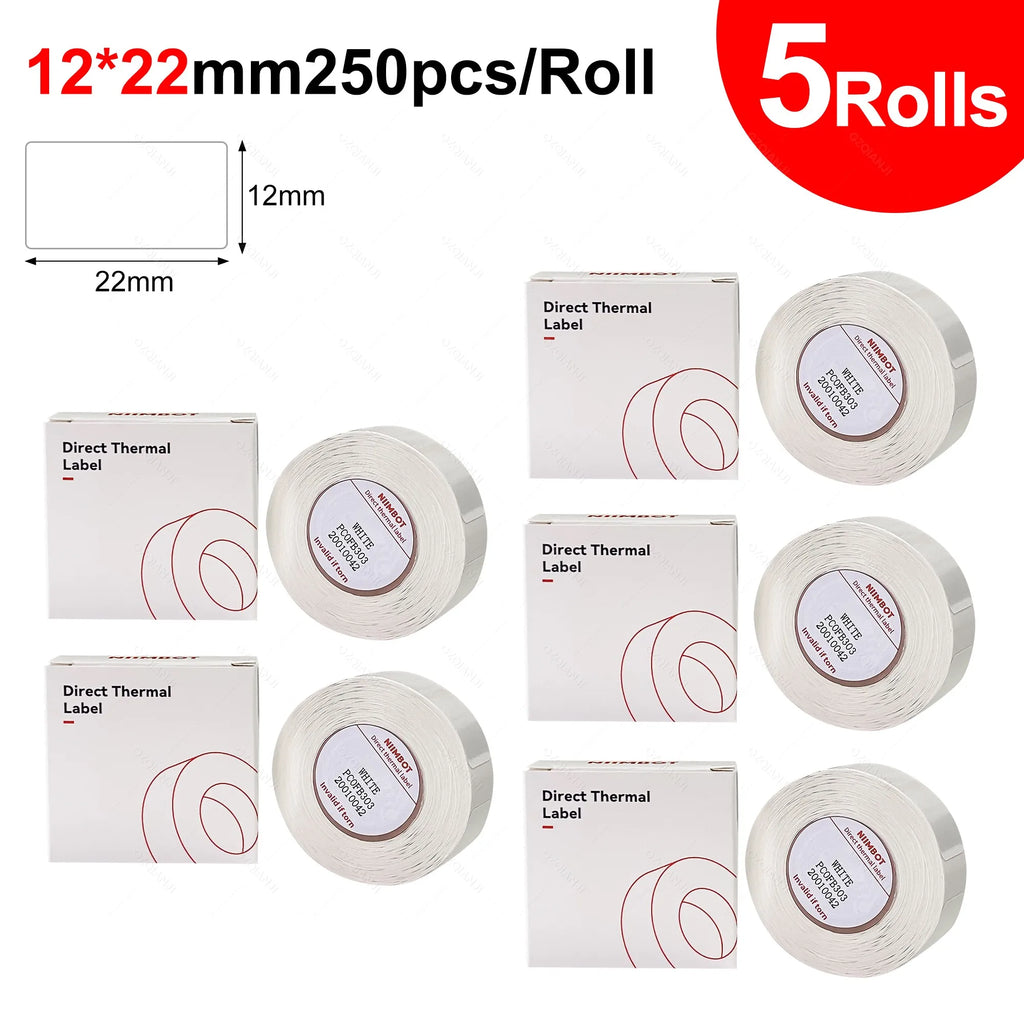 3/5/10 Rolls NiiMBOT D110 D11 D101 Offical Label Printer Sticker Various Size of White Color Paper Roll 12*40mm 15*30mm Anti-Oil