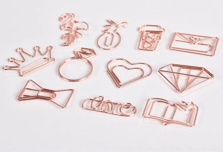 50/20pcs Love Diamond Crown Envelope Stationery Photo Tickets Office Supplies Metal Book Paper Clip Paperclips Mini Binder Clips