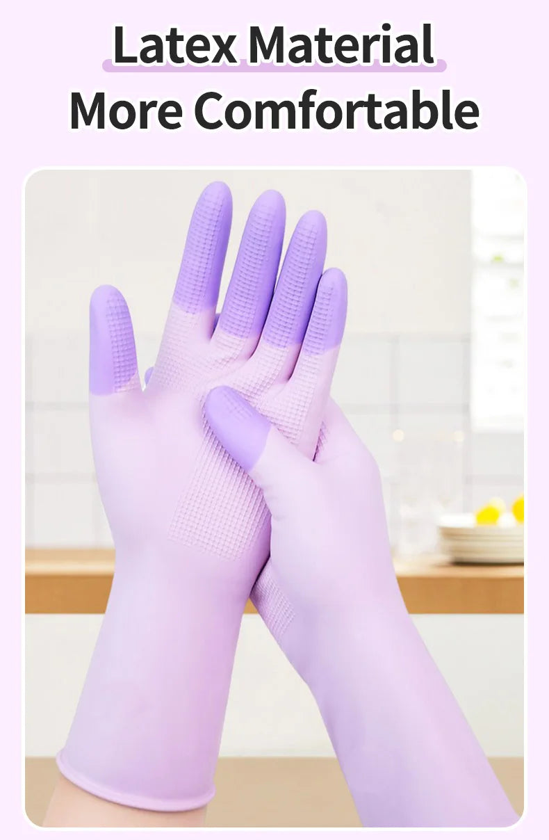 Latex Cleaning Gloves Non Slip Grip Waterproof Reusable for Dish Washing Kitchen Bathroom Household and Laundry Chores