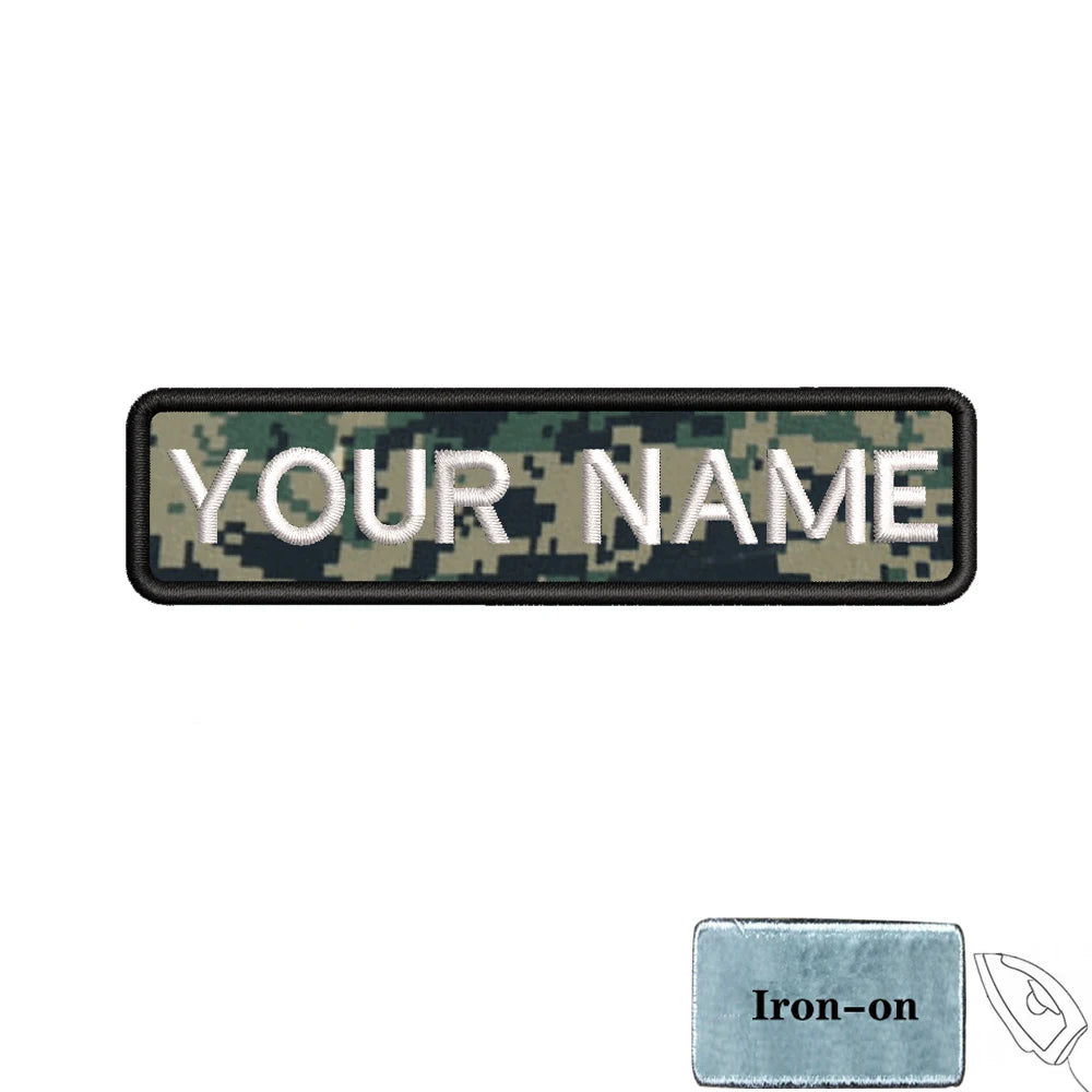 1PC 10cmX2.5cm Custom Personalized Name number Patch Stripes Badge tags chevrons Armband Iron On Or Hook Loop embroidered