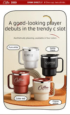 WORTHBUY 304 Stainless Steel Double Wall Insulated Coffee Cup With Handle Portable Students Leak-proof Water Cup Milk Coffee Mug