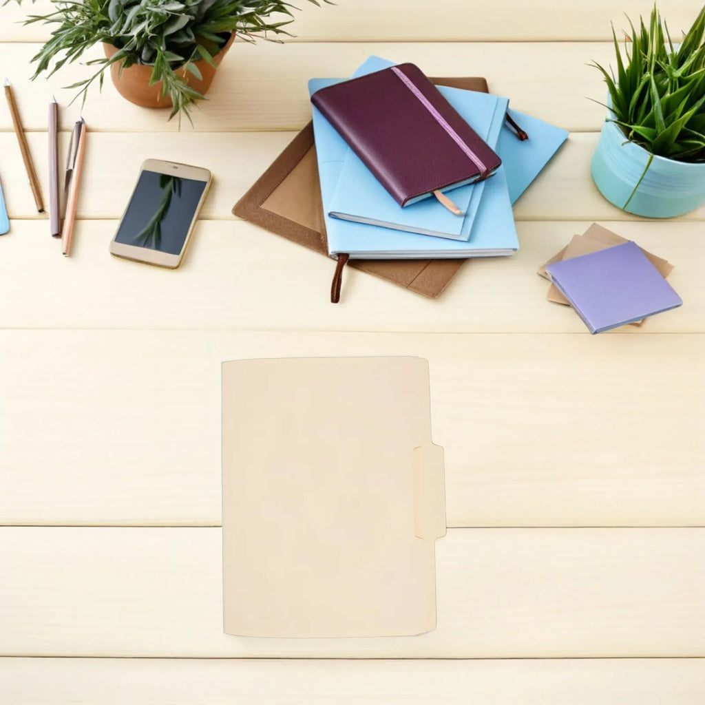 5Pcs Manila File Folders Pressboard Document Organizer Letter Size Beige Office School Classroom Business Filing Supplies