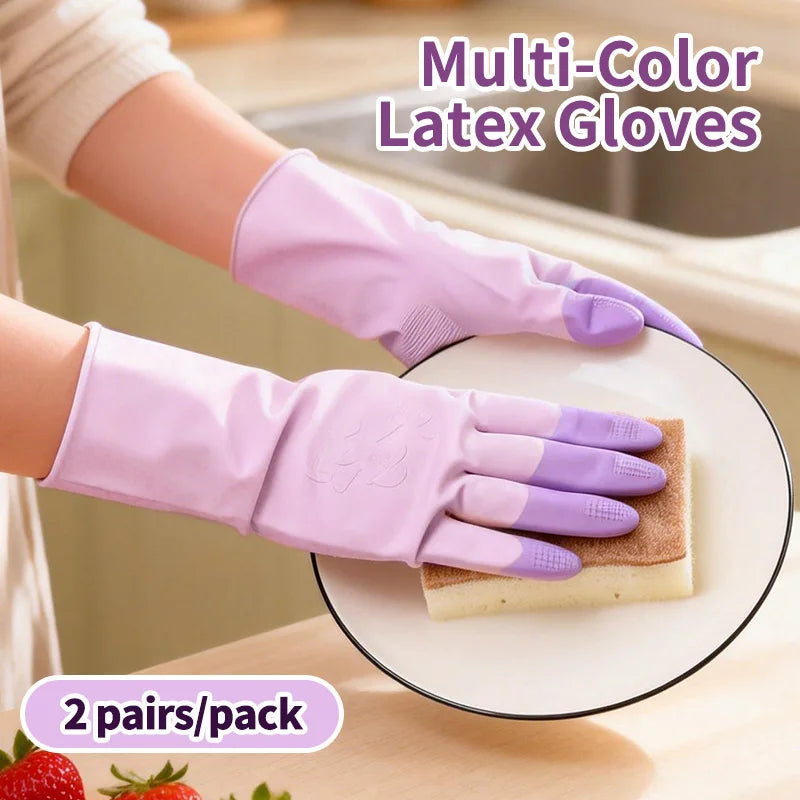 Latex Cleaning Gloves Non Slip Grip Waterproof Reusable for Dish Washing Kitchen Bathroom Household and Laundry Chores