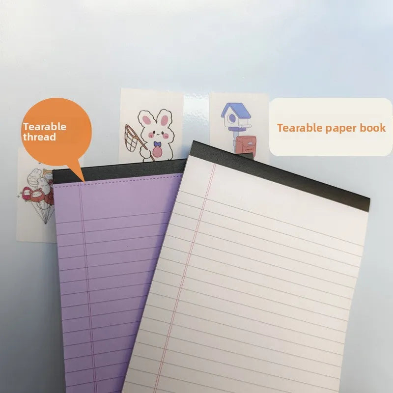 A5 Draft Notebook SImple Lined Tearable Sticky Notes Memo Book Portable Notebook with Tearable Paper