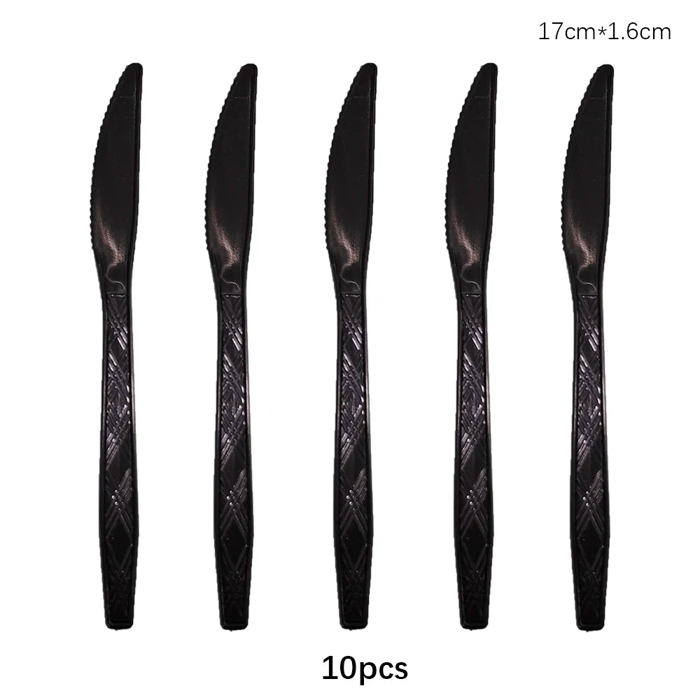Rose Gold Disposable Knife Fork Spoon Cutlery Set Disposable Tableware Birthday Party Decorations Wedding Baby Shower Supplies
