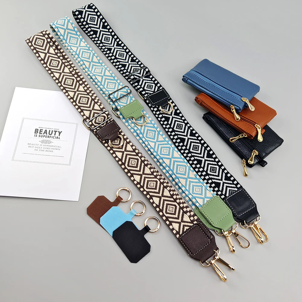 Adjustable 2-in-1 Crossbody Mobile Phone Lanyard Strap Anti-lost Cell Phone Case Rope With Universal Clip Zippered Coin Purse