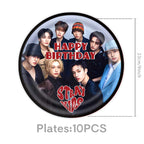 New SK Male Group Birthday Party Theme Decoration Cup Plate Banner Backdrop Gift Bag for Gift Baby Shower Supplies