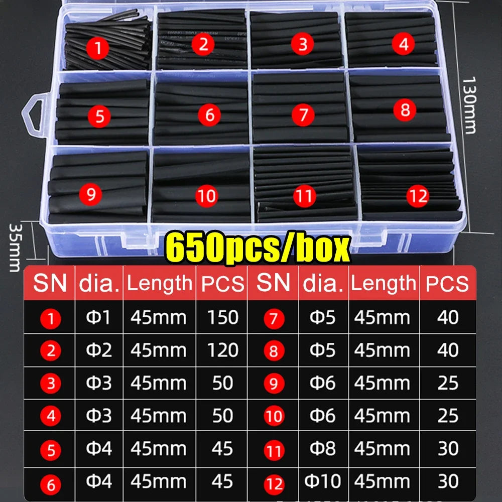 Heat Shrink Tubes Set Retractable for Cables Retractable Heat Pipe Wire Heat-shrinkable Sheath Case Tube Heat Shrink Tubing Set