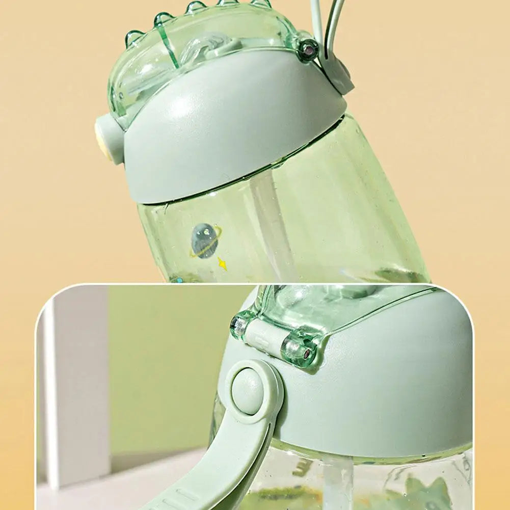 500ml Children's Dinosaur Water Bottle With Silicone Straw Leak Proof Plastic Water Bottle Summer Children's Water Cup