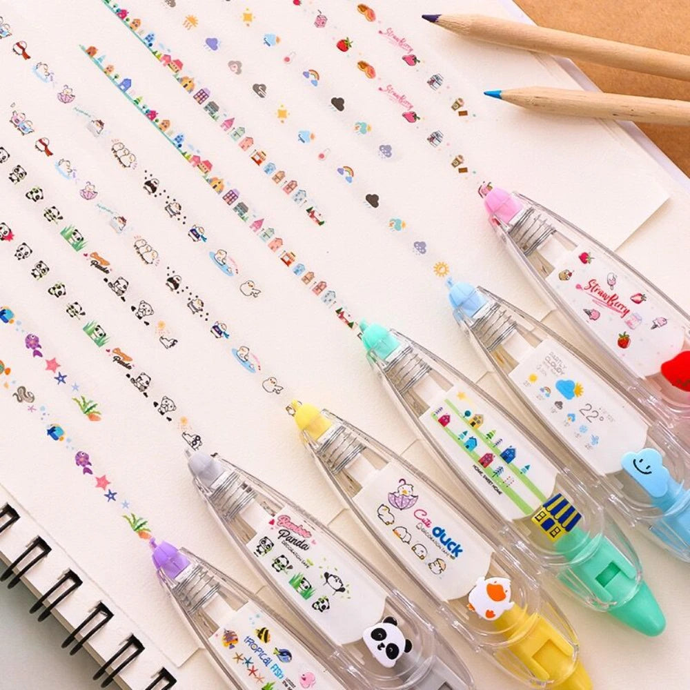 1 pc Kawaii Animals Mechanical Decorative Correction Tape Corrector Diary Diy Journal Art Supplies Gift Accessories School