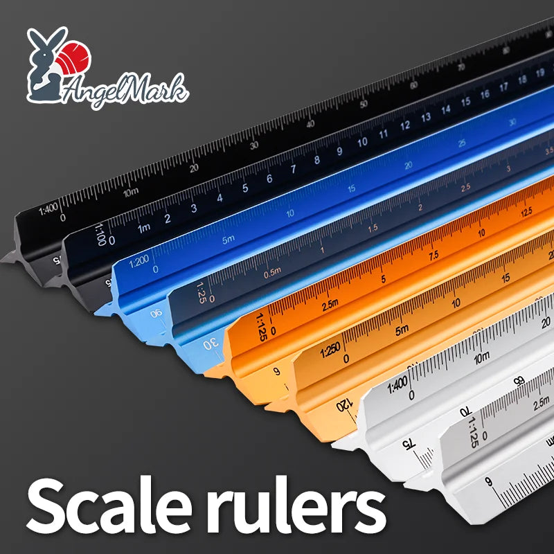 Space Ball 30cm Triangular Scale Ruler Metal Straight Ruler Metric Architect Engineer Accurate Drafting Measure Tool