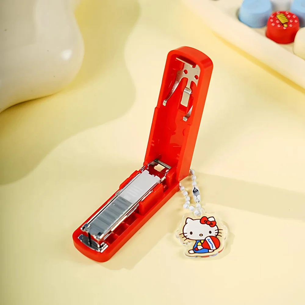 Genuine Sanrio Hello Kitty Stapler Set Cartoon Mini Portable Campus Office Stationery Supplies Books Document Binding Machine