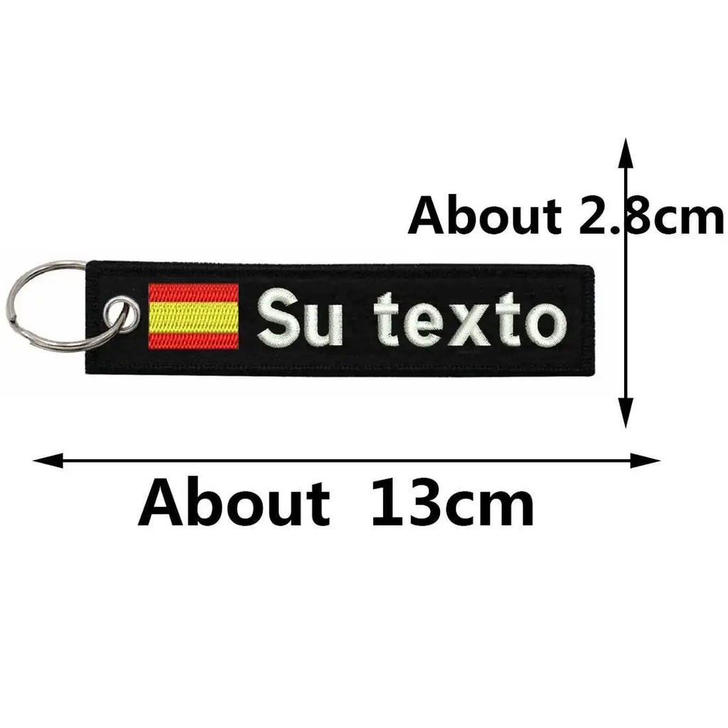 Personalized Keychain Customize Text Tag Double Sided Military Flag Embroidery for Motorcycles Cars ATV Scooters
