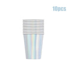 Laser Disposable Tableware Sets Silver Party Paper Cups Paper Plates Straw Party Tableware Wedding Decor Birthday Party Supplies