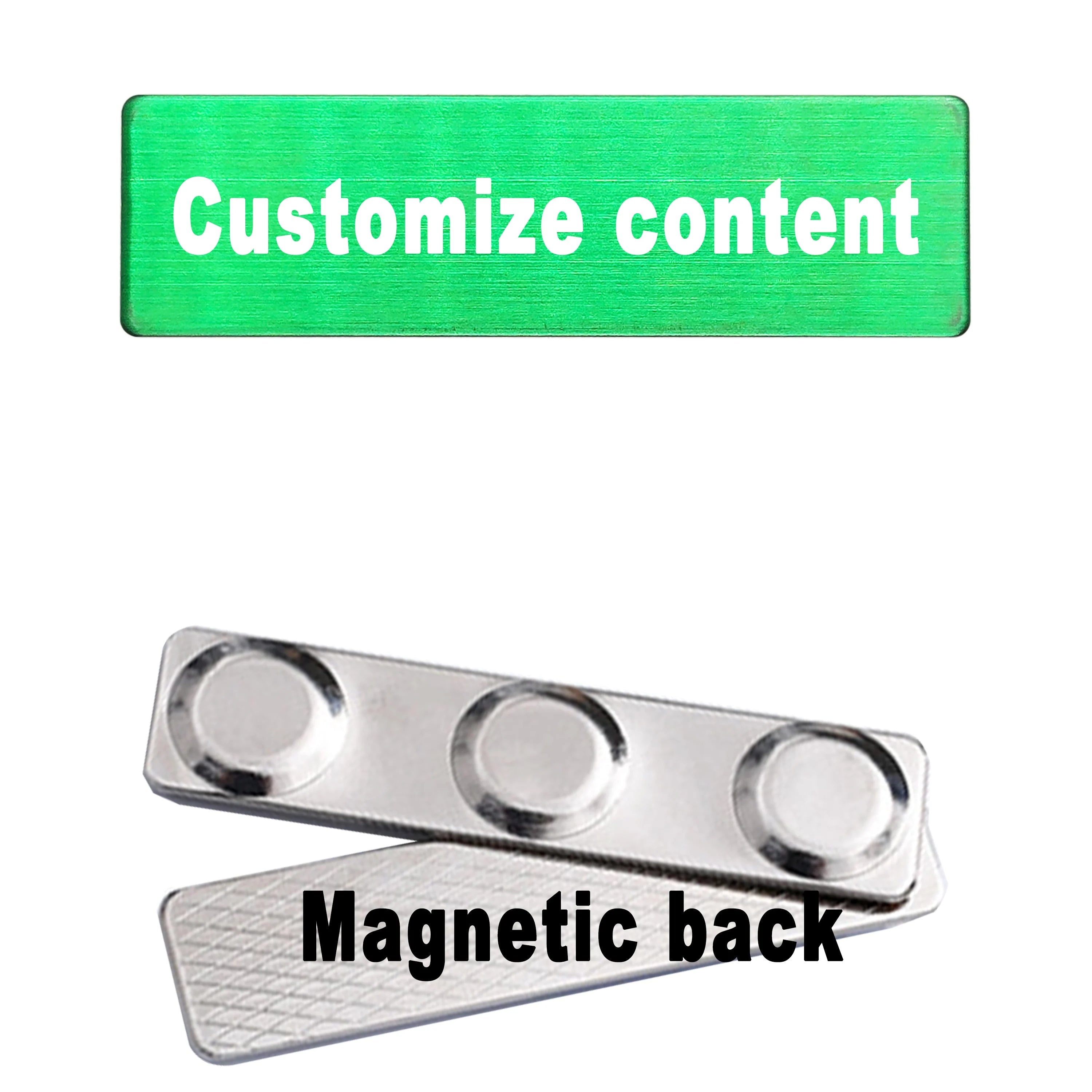 5PCS Engraved Personalized Name Tags with Magnet Clip or Pin Stainless Steel Metal Custom Magnetic Name ID Badge Tag for School