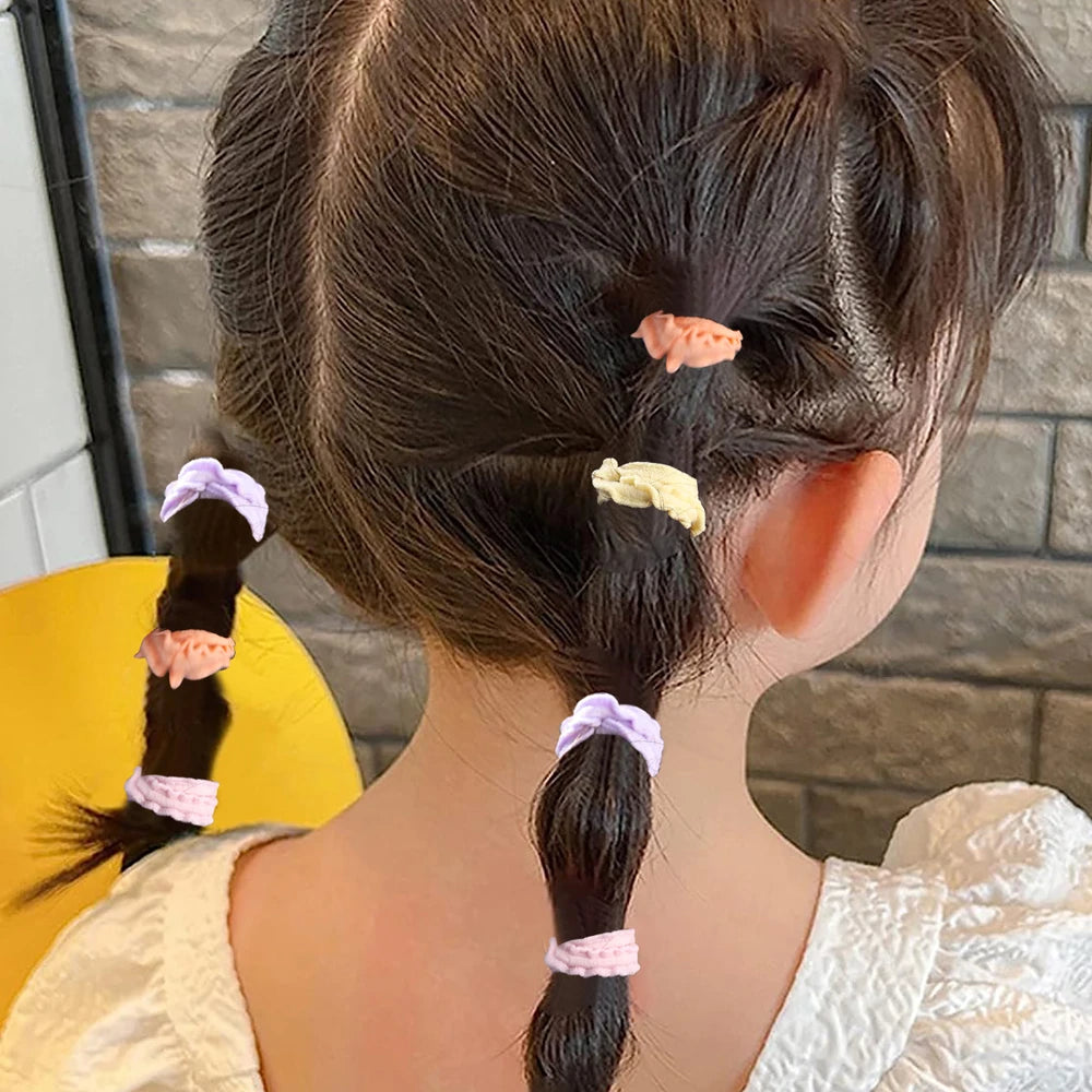 50Pcs Children Small Rubber Bands Girls Hair Ties Headbands Non Damaging Tie Ponytail High Elastic Durable Scrunchies Hair Rope