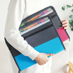 Accordion File Organizer with Safe Zipper, 13 Pocket Expanding File Folder with Front Pencil Pouch, School Office Supplies