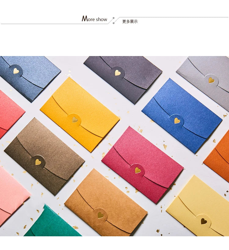 20Pcs small greeting card envelope made of Western colored pearl paper material with exquisite hot stamping and embossed design