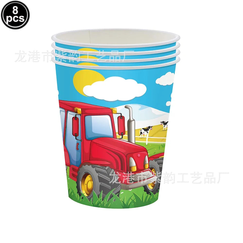  Green Tractor Birthday Party Supplies Farm Tractor Paper Plates Cup Napkins for Tractor Birthday Party Decoration Supplies