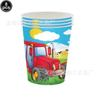  Green Tractor Birthday Party Supplies Farm Tractor Paper Plates Cup Napkins for Tractor Birthday Party Decoration Supplies
