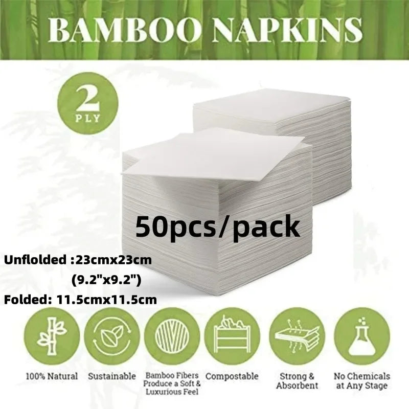 100% Compostable and Eco-friendly Paper Dinner Napkins Perfect for Everyday Dinning,Beverages or Cocktail Disposable