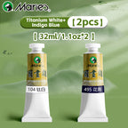 Marie's Chinese Painting Pigment Set,2pcs 32ml/1.13oz Tube,Watercolor Sumi Paint Kit for Drawing,Writing,Ink,Landscape for Adult