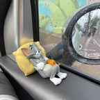 Cute Tom Car Dashboard Decor Set Cartoon Figure Jerry Vehicle Interior Desktop Ornament Collection Car Accessories Windshield