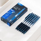 DELI Smooth Writing Ballpoint Pens 0.7mm Black and Blue Ink Pens 12PCS Pack of Retractable Ball Pen for Office School Home