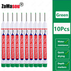 1-90Pcs Waterproof White Long Head Markers Pen 2cm Woodworking Deep Hole Marker Pens Metal Carpenter Black/Red/Blue/Green Ink