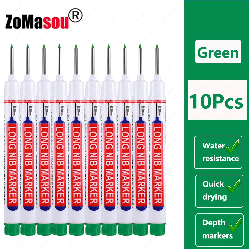 1-100Pcs 2cm Waterproof Long Head Markers Deep Hole Marker Pen for Metal Carpenter Red/Black/Blue/Green Ink Woodworking Tools