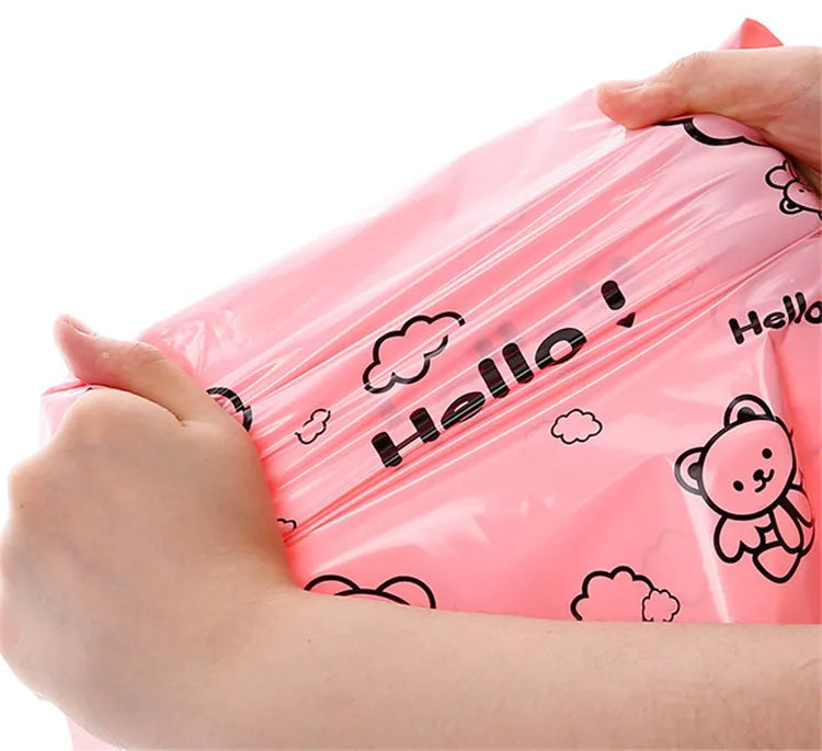 100PCS Lovely Baby Pink Poly Mailer Adhesive Envelope Shipping Bags DIY Bra Skirt Shoe Box Toys Present Gift Packaging Pouches