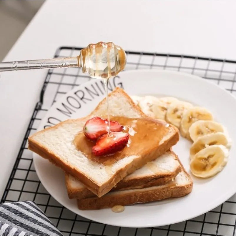 1Pcs Honey Spoon Plastic Honey Dipper Stick Syrup Dispenser Spoon Jar Stick Kitchen Accessories Server Honey Cooking Tools
