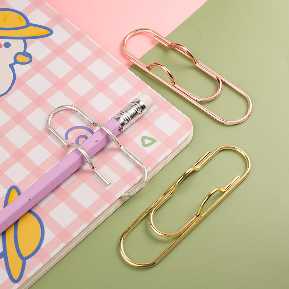 10-1Pcs Metal Pen Holder Clips Portable Paper Fix Clips Journal Document Notebook Pictures Pin Pocket Student Office School Tool