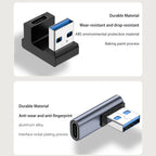 NNBILI 3A Type C Elbow USB 3.1 Charging Data Cable Adapter Converter for Android 90/180 Degree OTG Adapter Fast Charging 10Gbps
