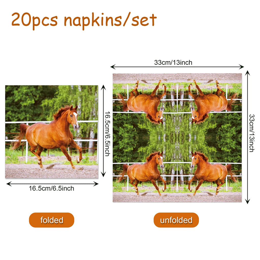 Horse Race Party Disposable Tableware Sets Plates Tablecloth Napkins Hanging Streamers Dinnerware For Birthday Party Decoration