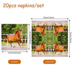 Horse Race Party Disposable Tableware Sets Plates Tablecloth Napkins Hanging Streamers Dinnerware For Birthday Party Decoration