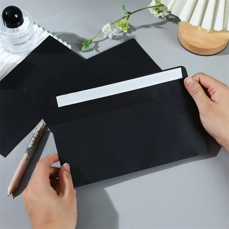 20pcs Black Color Long 24x10.5cm Paper Envelopes for Gift Postcard Letter Packing Envelopes Stationery Wholesale