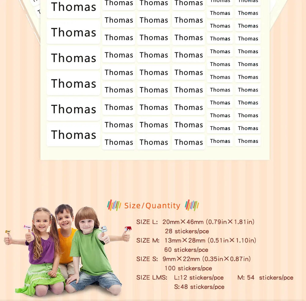 114 Waterproof Personalized White Label Custom Name Sticker Kindergarten Tag Children School Stationery Daily Necessities Labels