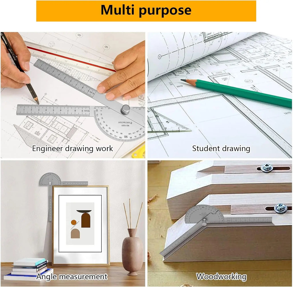 10/15cmStainless Steel Protractor Woodworking Angle Ruler 0-180° Angle Measuring Tool for Woodworking/Industry 1pc