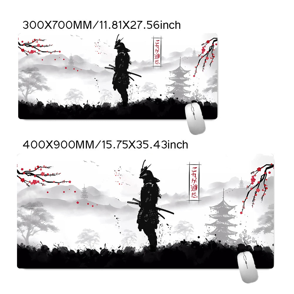 Samurai Warrior MousePad Gamer Computer Accessories Keyboard Table Mat Black Mouse pad Company Gaming Laptop Desk Accessory Pc