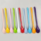 7pcs Candy Color Plastic Long Handle Dessert Spoons Dinner Tea Spoon Tableware Flatware Stirring Coffee Kitchen Scoops Soup