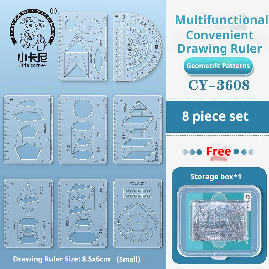 Mathematical Rulers Set Multi-function Geometry Drawing Ruler Transparent Rotatable Scale Ruler for Drafting School Supplies