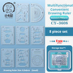Mathematical Rulers Set Multi-function Geometry Drawing Ruler Transparent Rotatable Scale Ruler for Drafting School Supplies