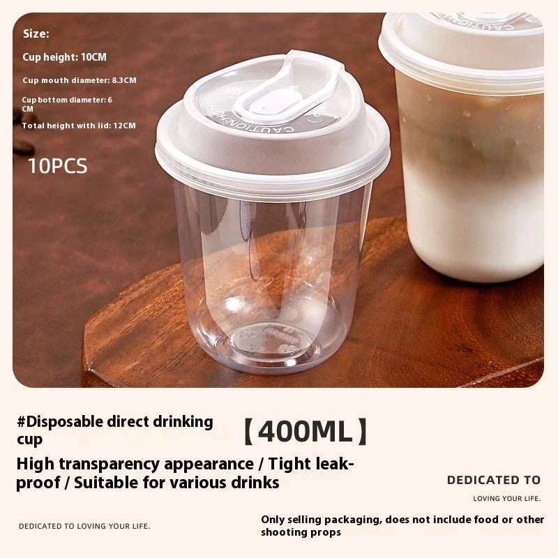 10pcs Transparent Coffee Cups With Lids U-shaped Disposable Cups For Hot Drink Milk Tea Takeaway Beverage Cups〔CC11〕