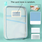 A4 Zipper File Bag Nylon Documents Storage Three Layers Thick Mesh Fabric Transparent Pouch for Books Office Students Supplies