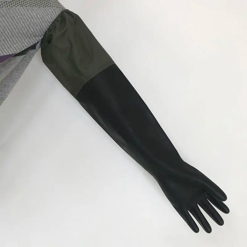 Acid and alkali resistant black lengthened anti-corrosion waterproof industrial latex thickened rubber gloves
