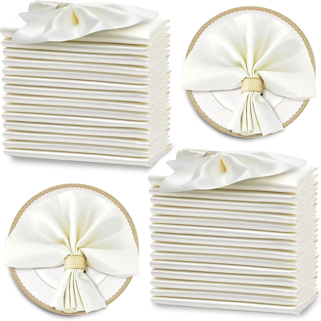 12PCS Red Satin Napkins 30x30cm, Silky Soft Smooth Washable Napkins for Restaurant, Weddings, Dinner, Party,Christmas Decoration