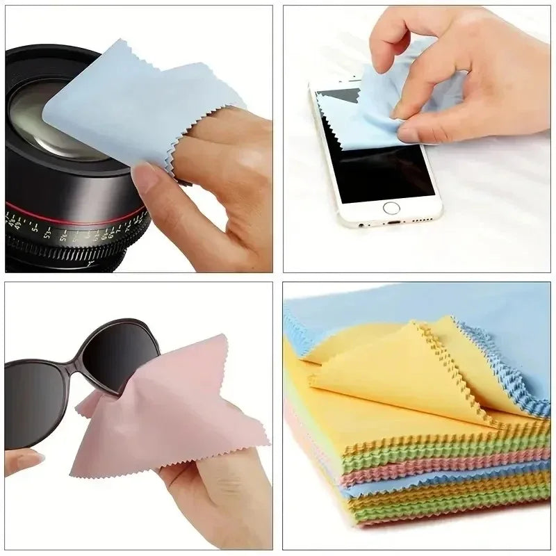 20/10Pcs Microfiber Cleaning Cloth Phone Screen Glasses Camera Lens Cleaner Wipe 8*8cm Polishing Cloth for Silver Gold Jewelry