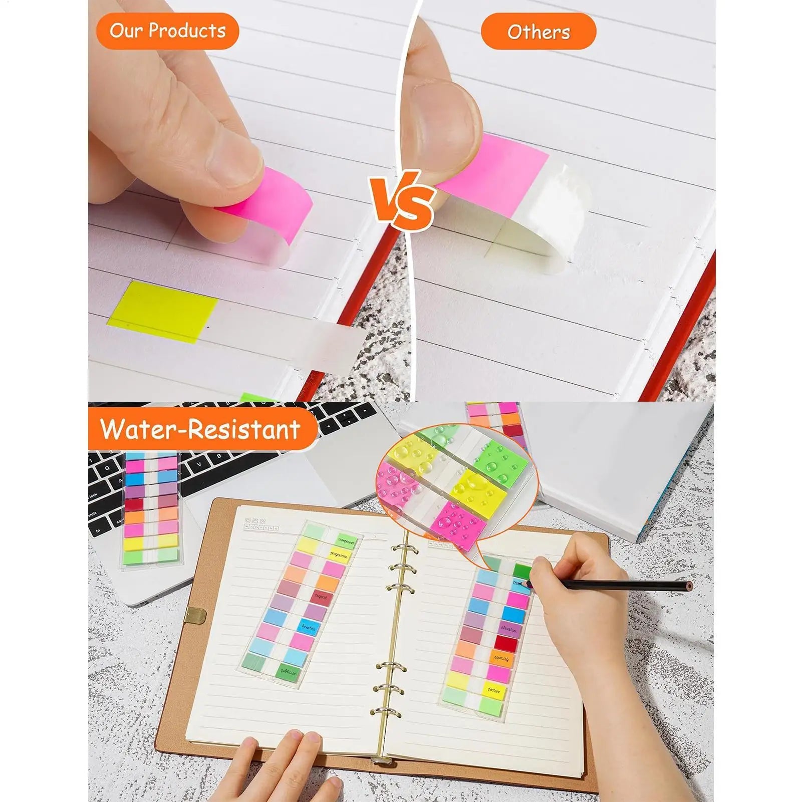 Sticky Index Tabs Colored Reading Marker Labels Planners Sticky Notes Tab for Students Teachers School Home Office Work Notebook